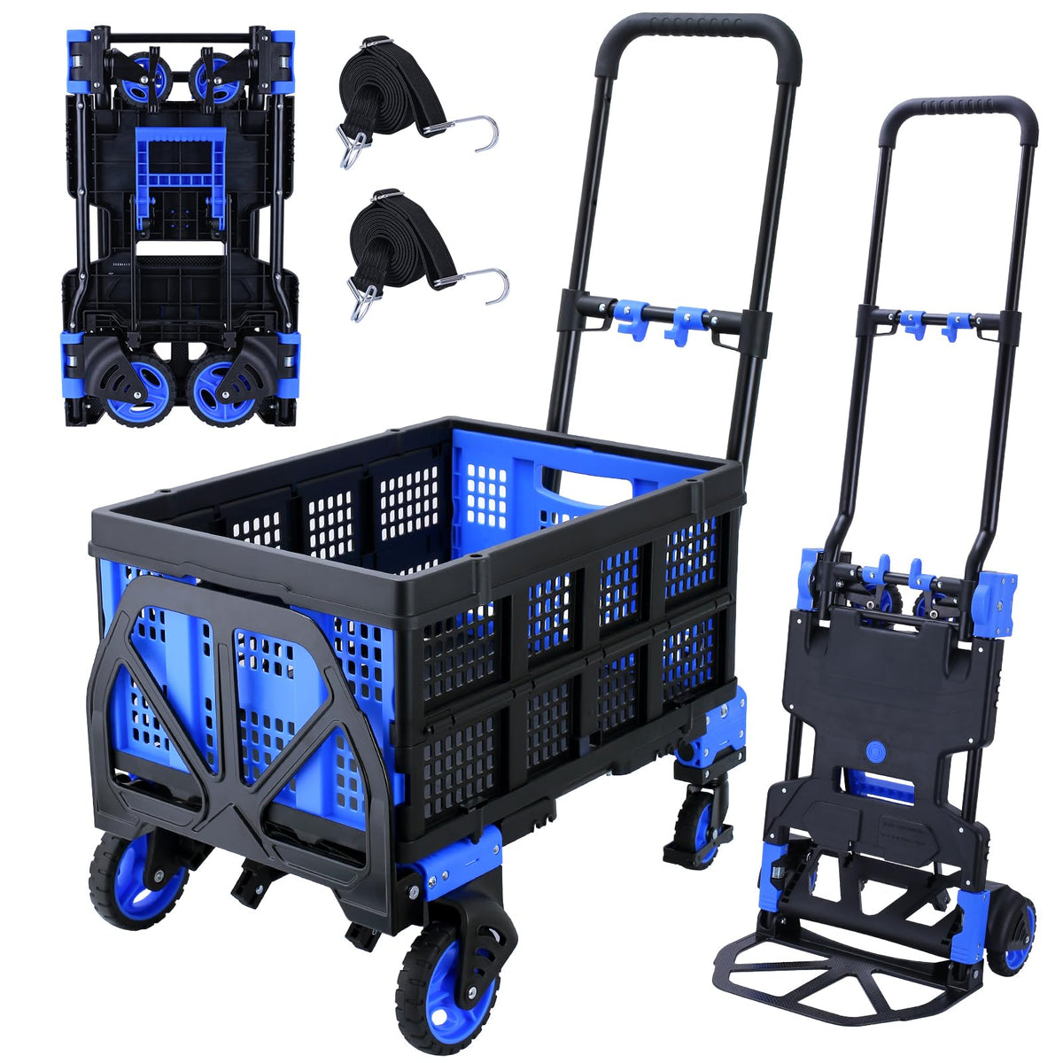 JJSMKCH 2-in-1 Folding Hand Truck Dolly Cart with Wheels 330LB