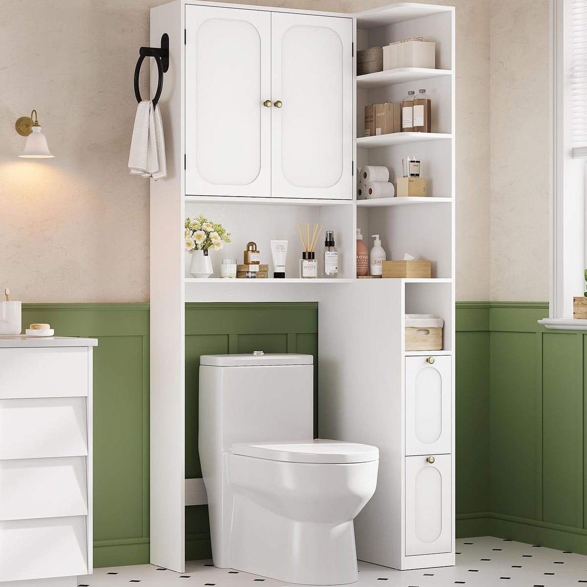 Over the Toilet Storage Cabinet with Mobile Storage Cabinet