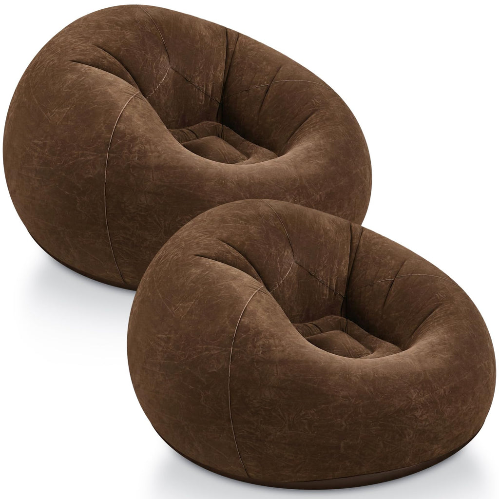 Realspring Inflatable Bean Bag Chairs,Coffee,4 Pcs