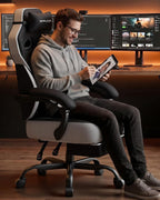 GTPLAYER Big & Tall Gaming Chair, Wide Seat with Footrest, Charcoal