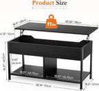 OLIXIS Coffee Table with Storage for Home Living Room Office, Black