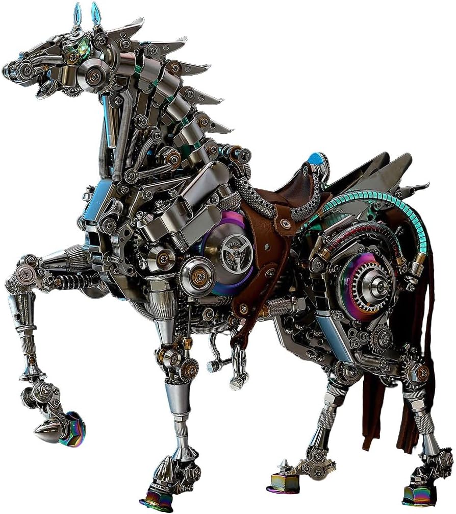 3D Metal Puzzle for Adults, ﻿Steampunk Mechanical Horse DIY Assembly Sculpture with Movable Joints, Collectible Desk Art Display (1500+PCS)
