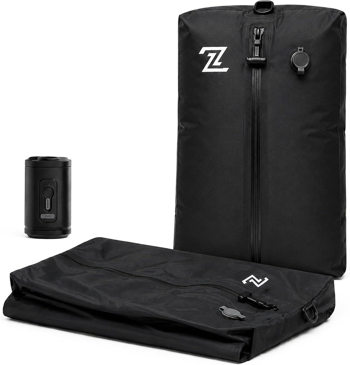 Travel Vacuum Compression Bag Set with Cordless Electric Pump - 2 Heavy Duty Ripstop Nylon Space Saver Bags - USB Rechargeable Mini Vacuum Sealer for Carry-on Luggage & Packing