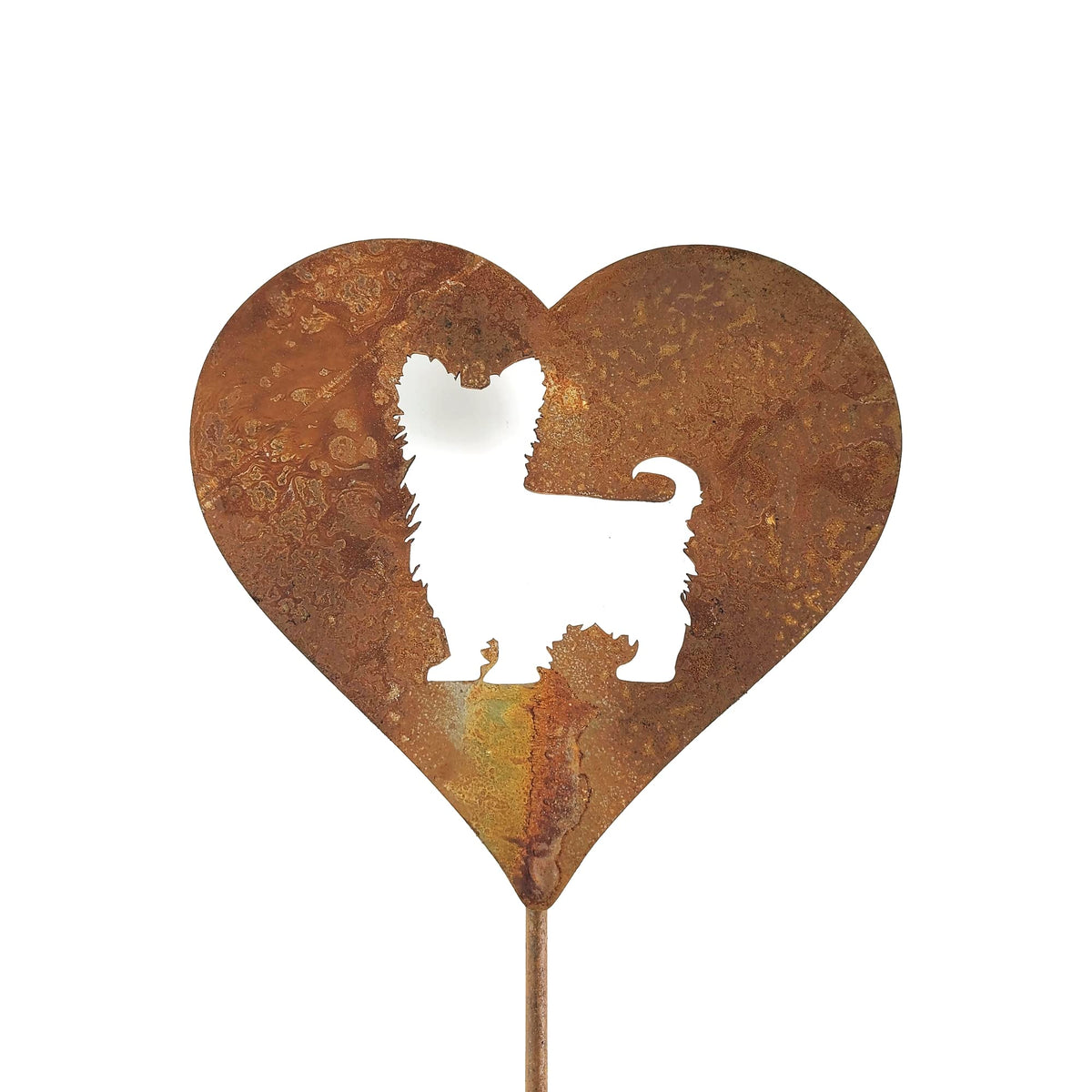 Pet Dog, Cat, Rabbit or Bird Keepsake Memorial Heart Garden Stake 20 to 28 Inches Tall (Large Heart, 28" Tall, Paw Print, Naturally Rusted)
