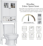 Spirich Bathroom Over the Toilet Storage Cabinet with Glass Doors, White