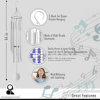 Wind Chimes for Outside and Inside – 44 inch – 528hz Solfeggio Healing Tones - Silver