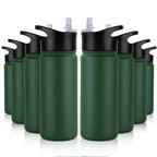 32 oz Insulated Water Bottle Bulk 8 Pack, Stainless Steel Sports Water Bottles with Straw Lid & Wide Mouth Lids, Double Walled Vacuum, Leak Proof, White