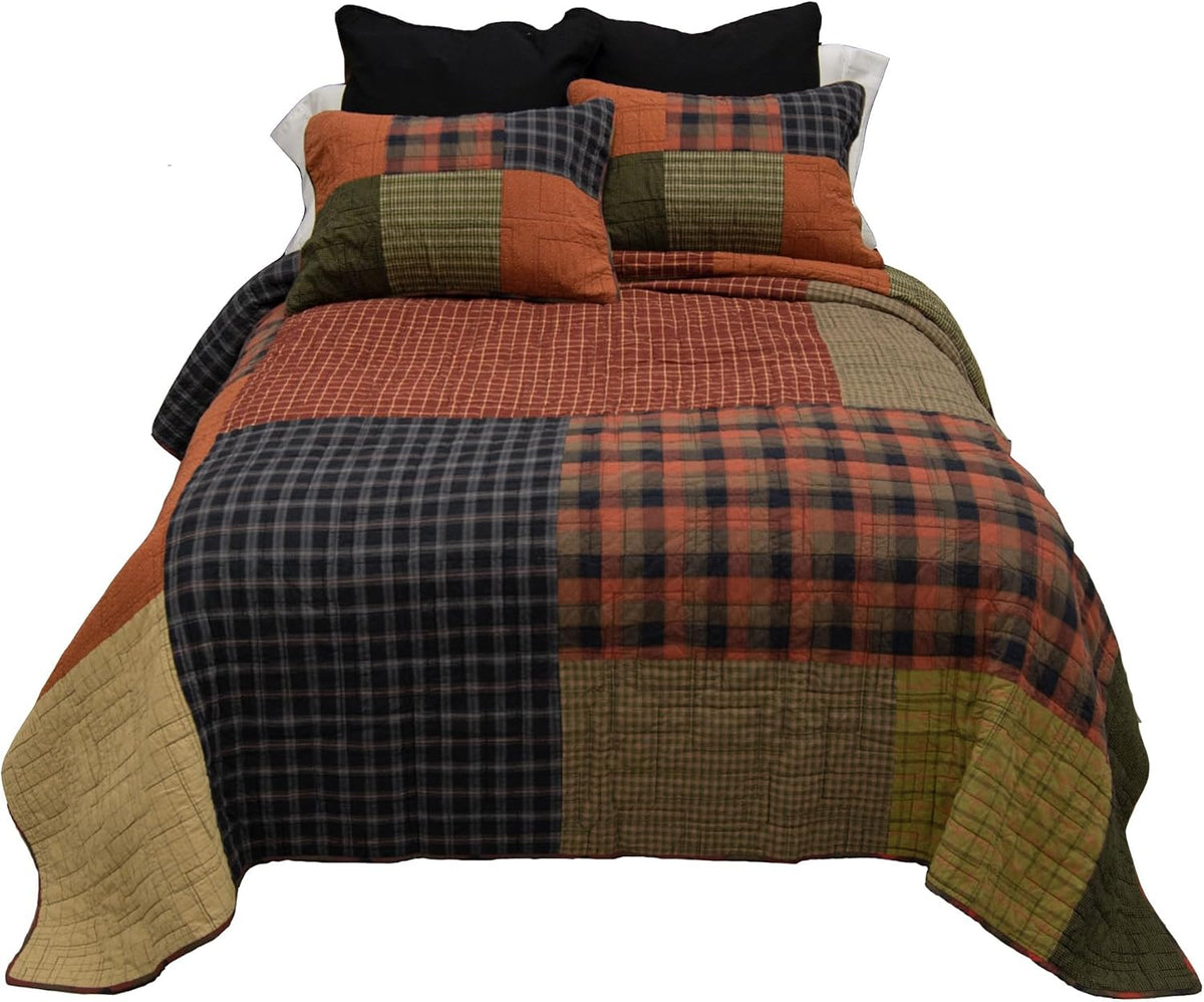 Donna Sharp Cotton Twin Quilt, Woodland Square, 69" x 90"