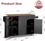 GRUSIGN 41.7" Rolling Kitchen Island Cart with Drop Leaf Storage, Black