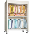 FUTASSI Black Clothing Rack with Black Cover, P1C Plus Rolling Closet