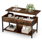 OLIXIS Coffee Table with Storage for Home Living Room Office, Black