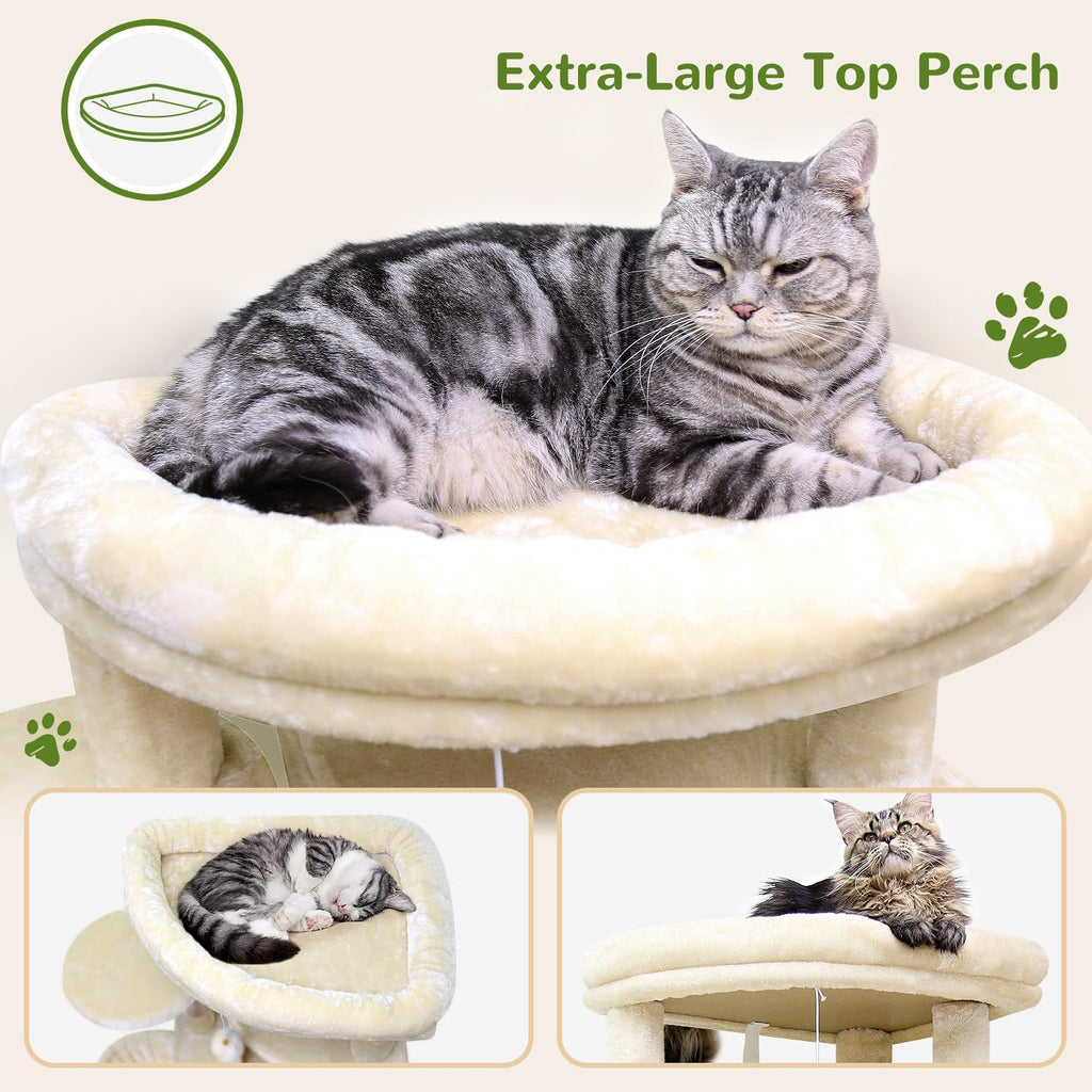 Globlazer 66inch Corner Cat Tree Tower for Indoor Large Cats, C66, Beige