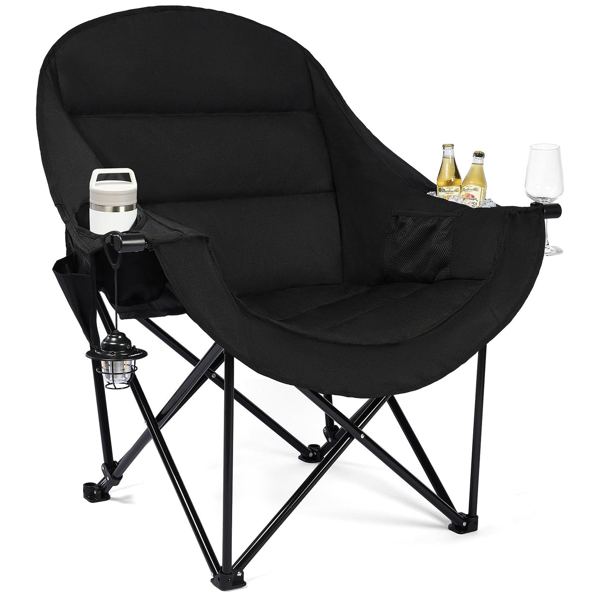 Oversized Camping Chair - Heavy Duty Padded Lawn Chair for Adults