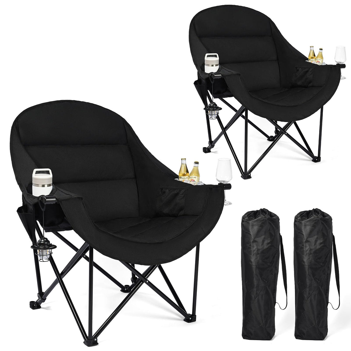 Oversized Camping Chair - Heavy Duty Padded Lawn Chair for Adults