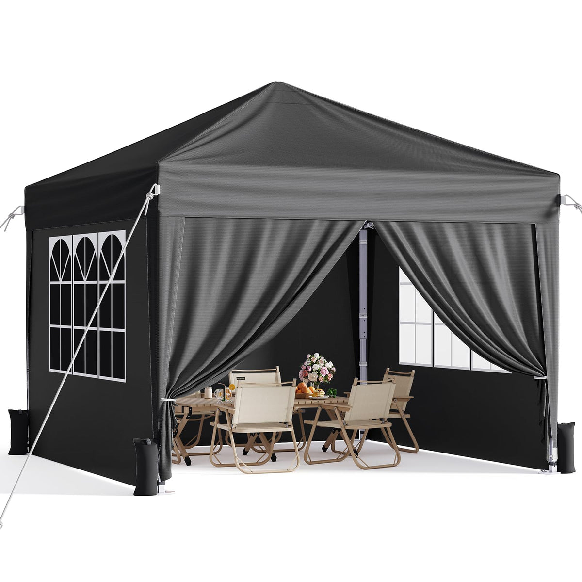 10x10 Pop Up Canopy Tent with Sidewalls, Portable Shelter,White