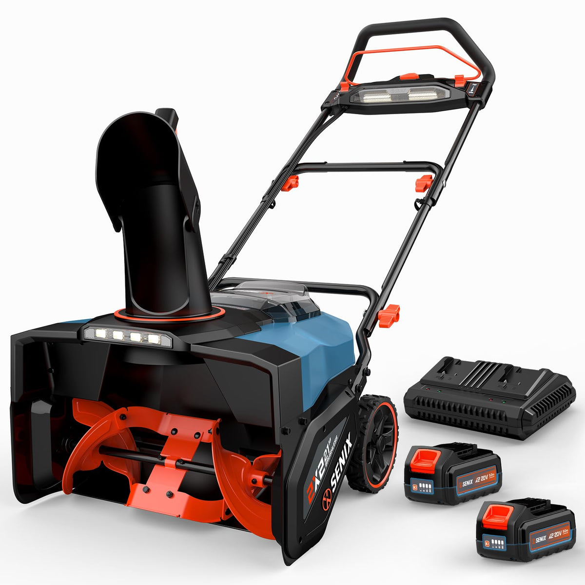 SENIX 40V 18'' Cordless Snow Blower,2×4.0Ah Batteries, Steel Auger