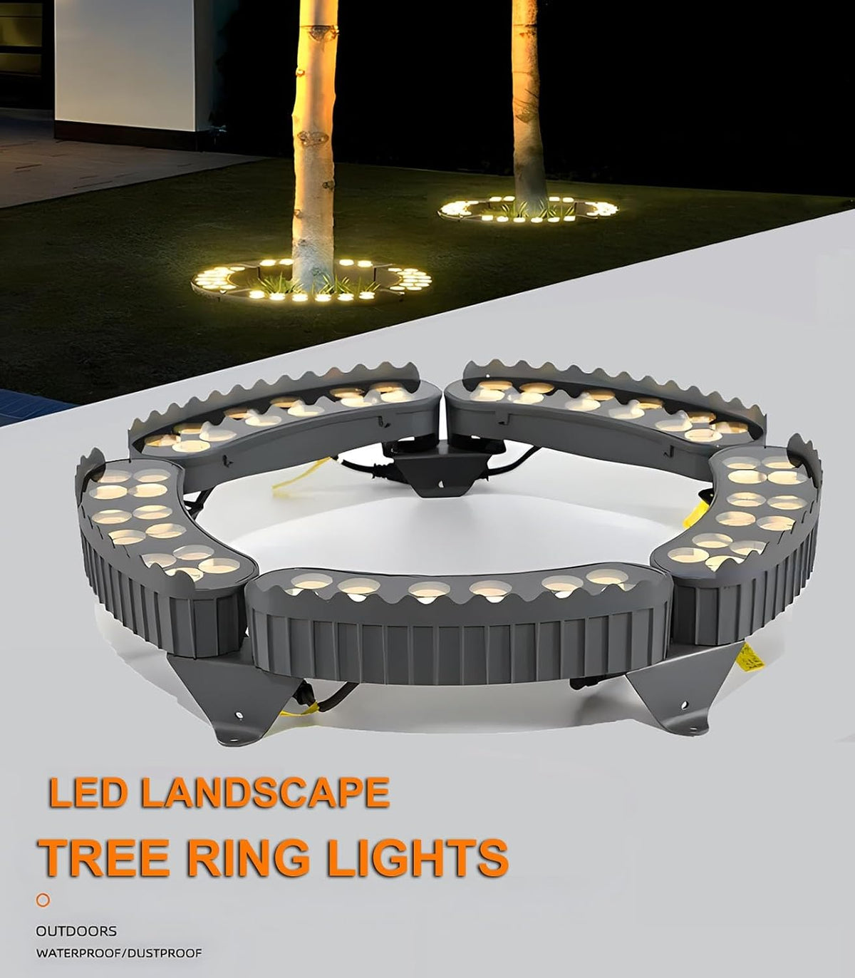 Outdoor Garden Lights, LED Low Voltage Landscape Tree Ring Lights, Palm Tree Lights, IP65 Weatherproof(White Light,Pack of 7)