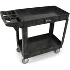Simpli-Magic Rolling Utility Cart on Wheels, Heavy Duty with Ergonomic Handle, Deep Shelves for Garage, Warehouse, Workshop, 600-Pound Capacity, 40x33x17-Inch, Steel, Black