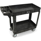 Simpli-Magic Rolling Utility Cart on Wheels, Heavy Duty with Ergonomic Handle, Deep Shelves for Garage, Warehouse, Workshop, 600-Pound Capacity, 40x33x17-Inch, Steel, Black