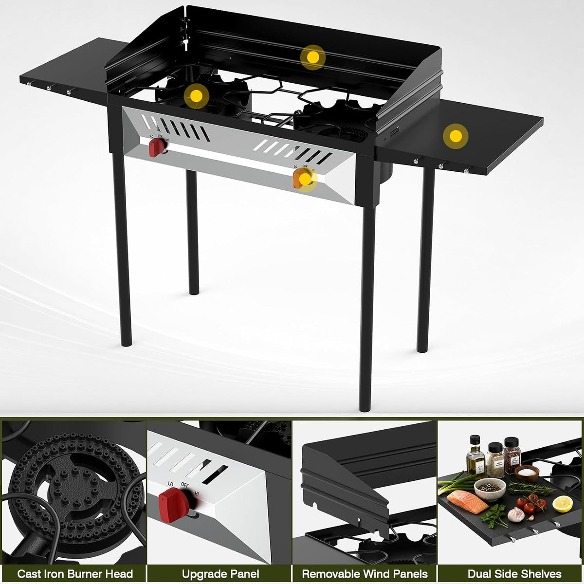 BESTFIRE High Pressure 240k BTU 2 Burner Outdoor Propane Gas Stove