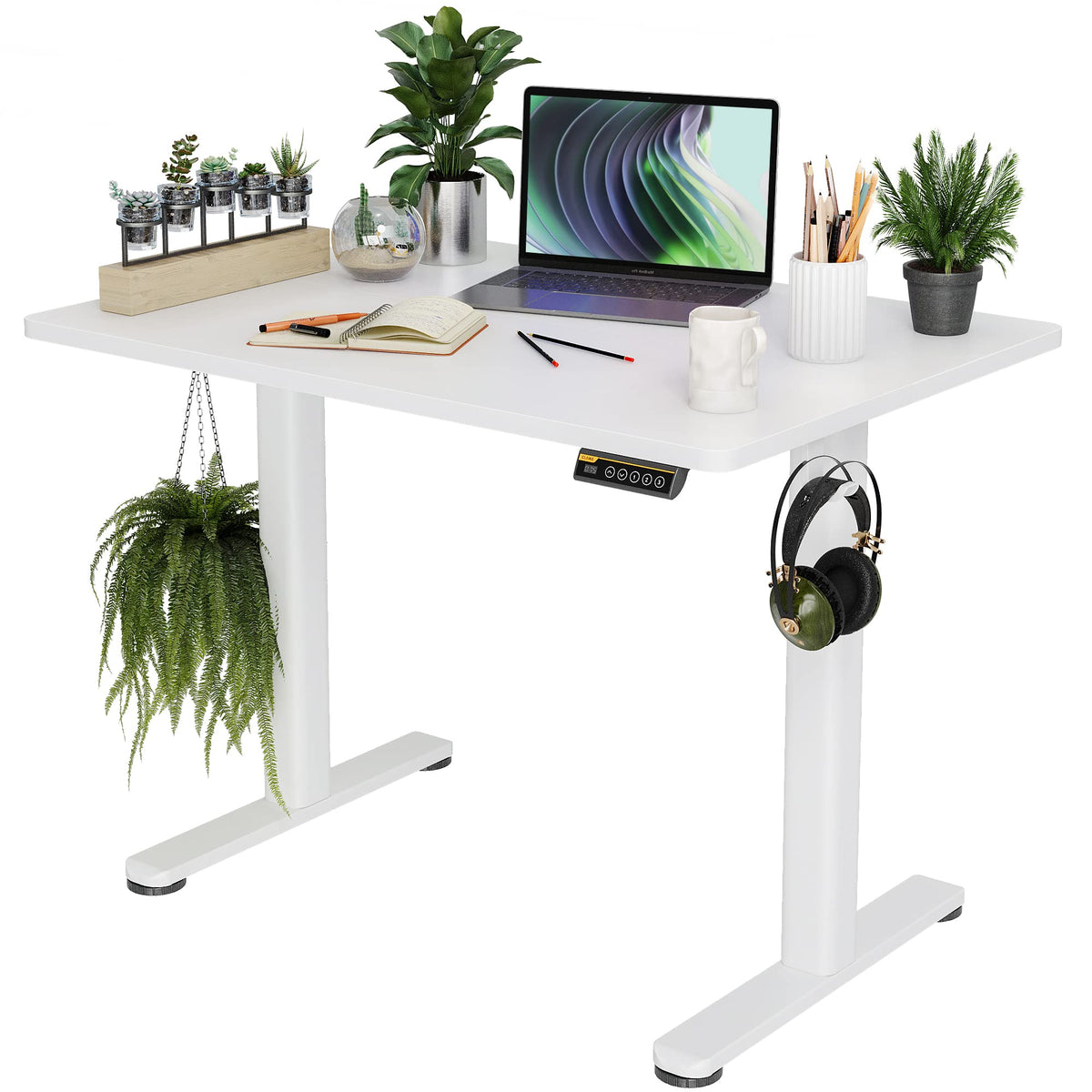 Claiks Electric Height Adjustable Standing Desk, 32x19 Inch, Nature