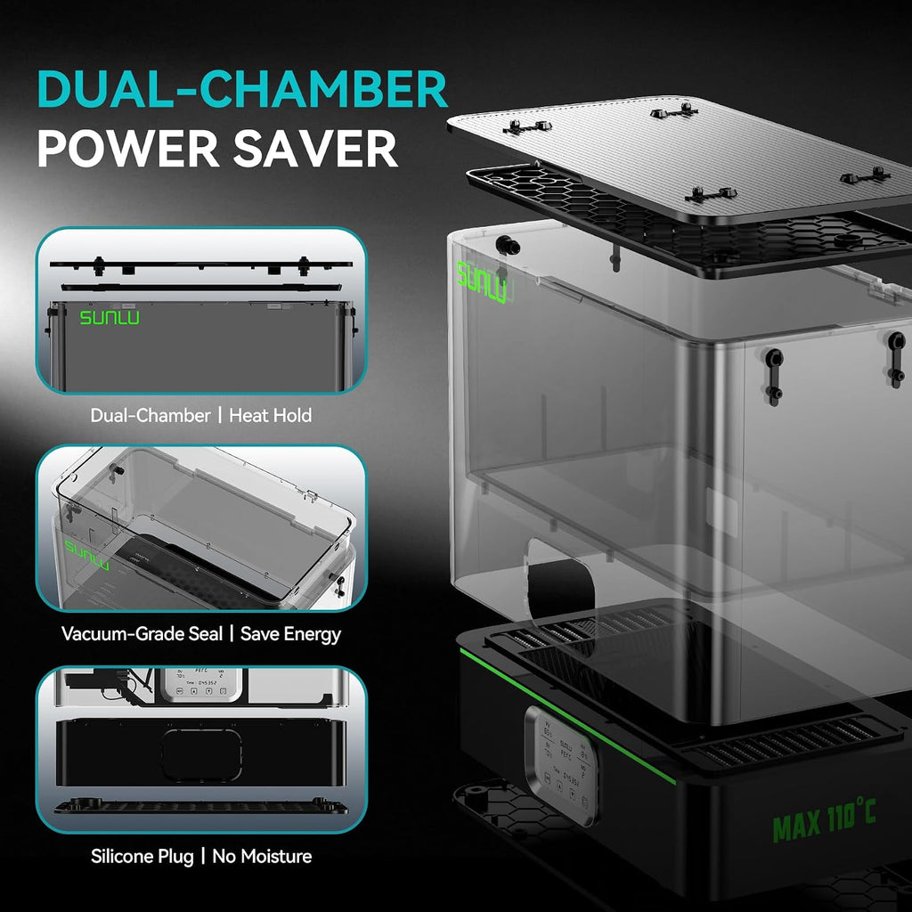 SUNLU E2 3D Printer Filament Dryer, Dry and Anneal 2-in-1