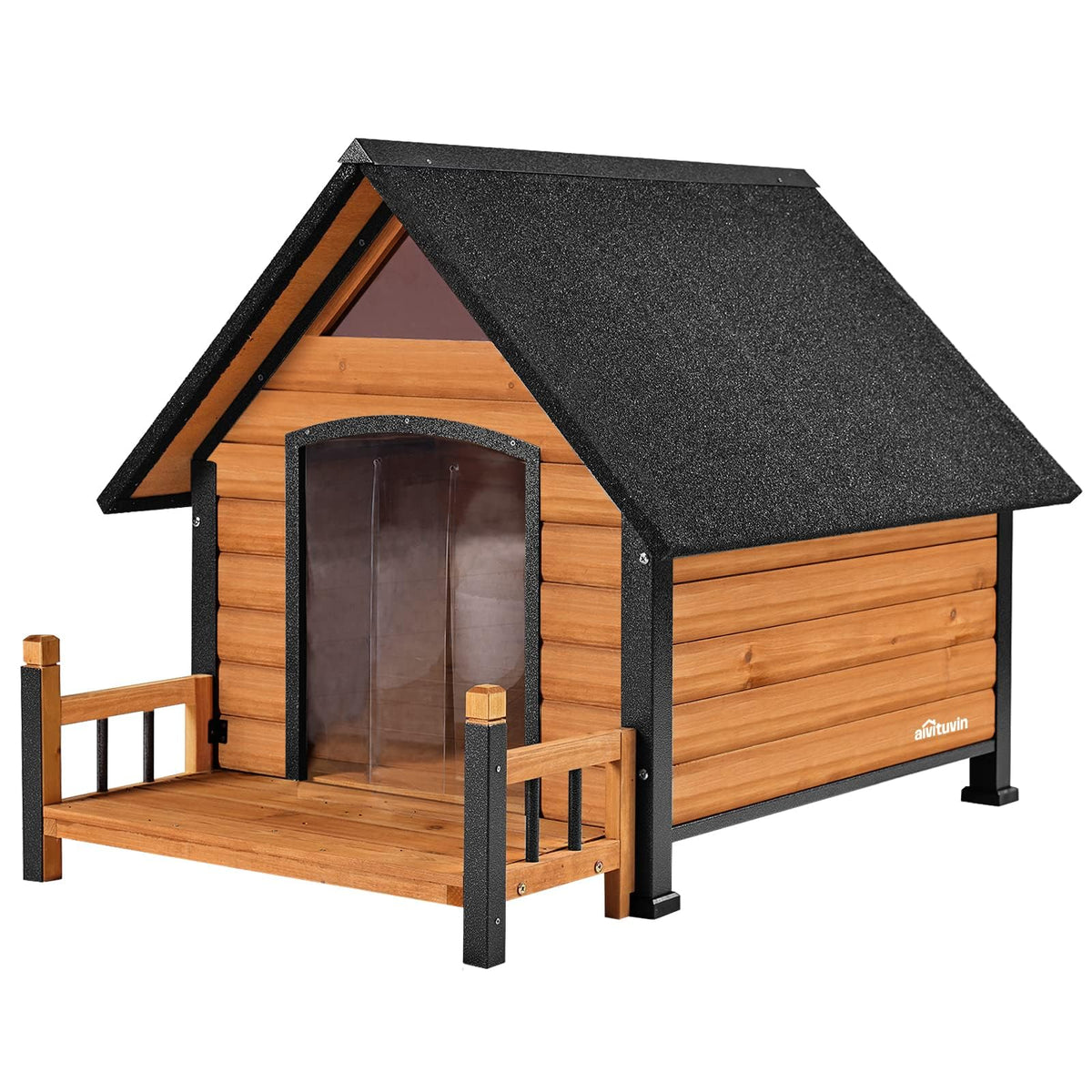Aivituvin Heated Dog House Outdoor with Anti-Bite Metal Frame Insulated Indoor Dog Kennel 41.6'L Large Dog Cage for Small Medium Large Dogs with Heater and Insulated Liner for Winter