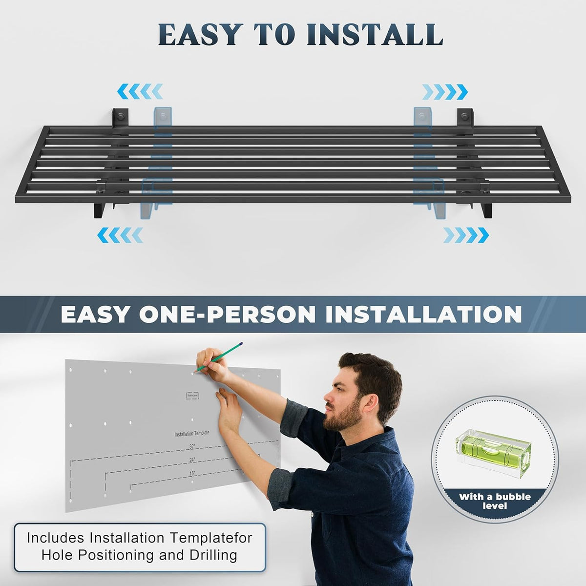 Jusgym 4 Pack Garage Shelving Wall Mounted with 16 Hooks, 1.5x4ft, 1000lbs