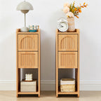 Narrow Nightstand Set of 2, Wooden Small 2 Drawer Nightstand, Slim Side End Table, Skinny Bedside Table, Mid Century Modern Night Stand with Drawers for Bedroom (Walnut-2 pcs)