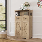 Farmhouse Storage Cabinet with Drawers, Small Kitchen Pantry Cabinet, White