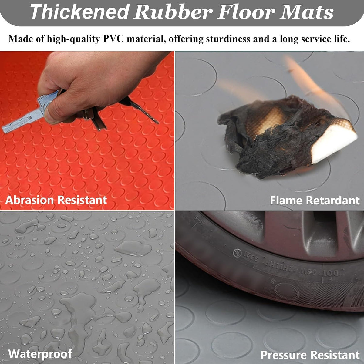 Garage Floor Mat Large Wear-resistant Coin Pattern Garage Mats for Floor, 2.5mm Non-Slip Garage Flooring Roll, 5 8 10 16 ft Length Rubber Mats for Home Gym(Blue,1.5x1.5m(4.9 x 4.9ft))