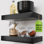 Solid Wood Floating Shelves for Wall 36 Inches Long, Walnut Wooden Shelf