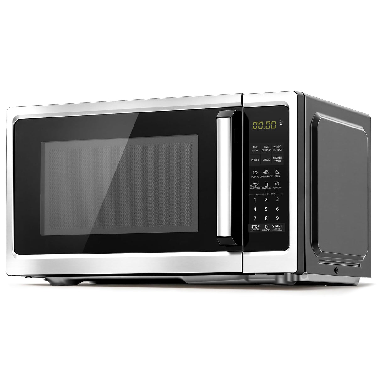 Countertop Small Microwave Oven 0.9 Cu. Ft, 900W Compact Microwave with LED Lighting, 6 Auto Menus, Turntable, Child Lock, Easy-Clean, Memory for Kitchen, Home, Dorm Essentials, Stainless Steel
