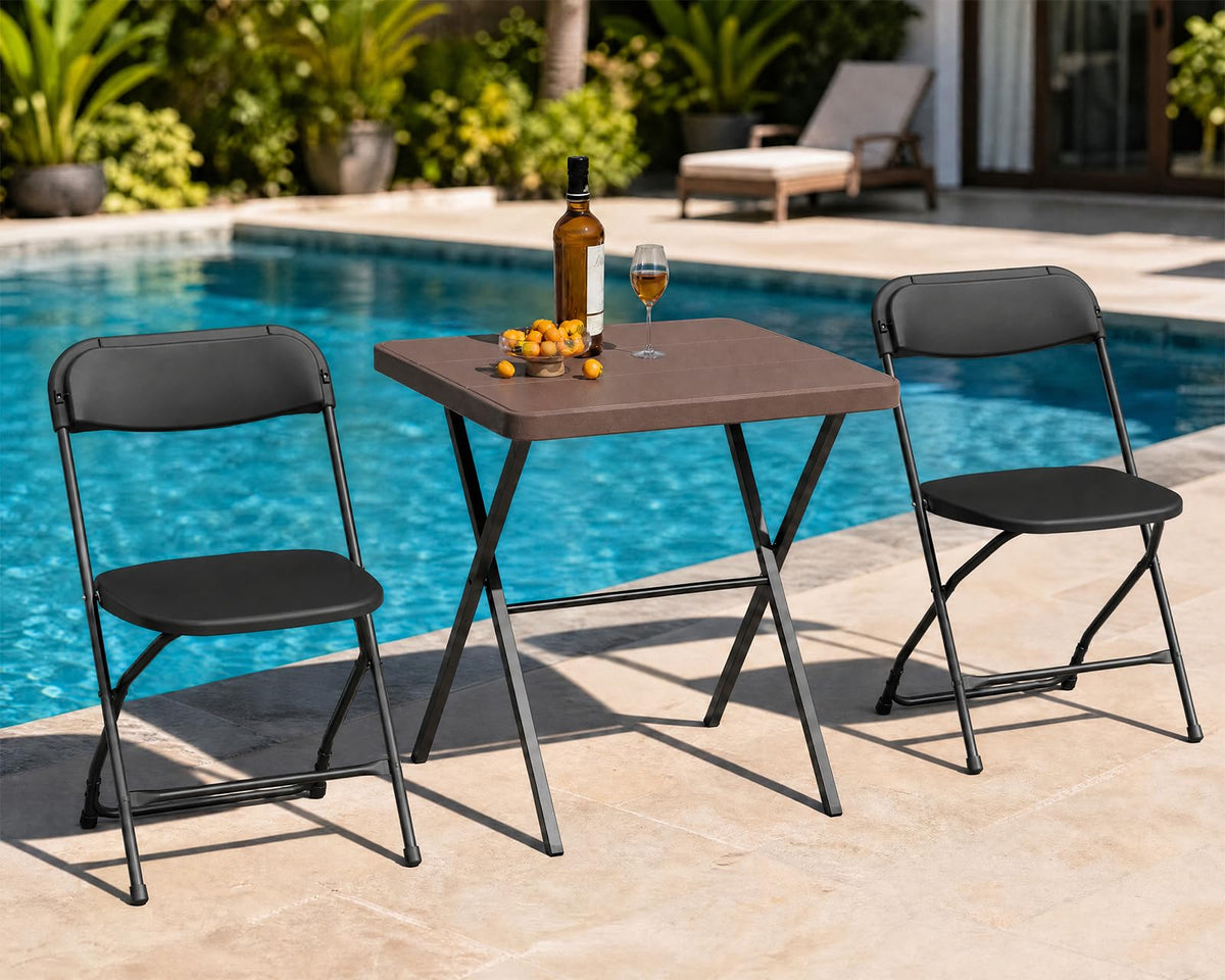 Folding Table and Chairs Set for 4, 36 Inch Foldable Card Table with Carrying Handle & 4 PU Leather Padded Folding Chairs, Portable Indoor Outdoor Dining Table Set for Picnic, Camping, RV, Game Night