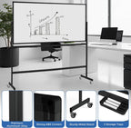 Double-Sided Mobile Whiteboard on Wheels, 72" x 36" Large Dry Erase Board with Stand & Aluminum Alloy Frame, Rolling Magnetic Standing Whiteboard for Office & Classroom (Black)