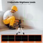 Laser Level with Tripod, 120 feet Green Cross Line Self Rotary Leveling Laser Level, Vertical and Horizontal Line, Rotatable 360 Degree, Manual Self leveling and Pulse Mode,IP54 Waterproof & Battery1