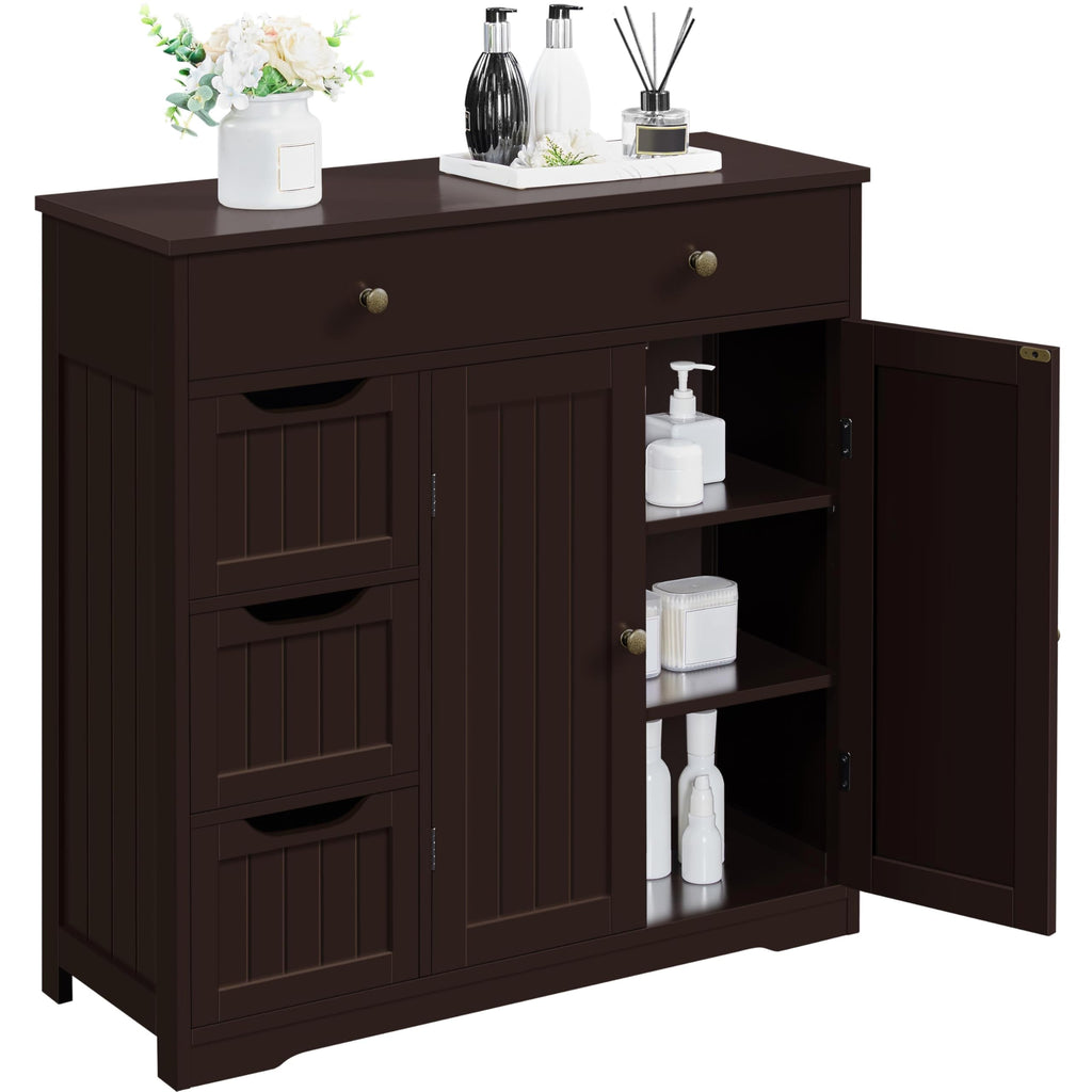 Topeakmart Freestanding Bathroom Storage Cabinet, 4 Drawers & 2 Doors White