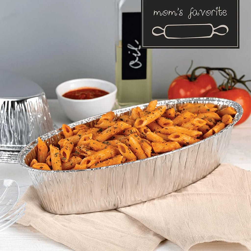 JetFoil Oval Disposable Aluminum Loaf/Challah Pans 5lb - Foil Disposable Loaf Pans for Baking Cakes - 100% Recyclable Tins Containers - Perfect for Cookware - 120 Count, BS550