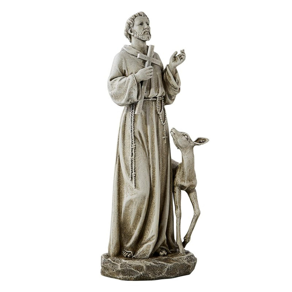 Avalon Gallery Garden Statue - Saint Francis of Assisi Stone-Resin Indoor/Outdoor Catholic Sculpture, 23-Inch, Birds in Flight