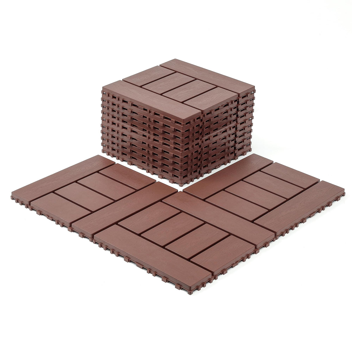 12" Patio Deck Tile, Patio Flooring, 44 Packs Deck Tiles Interlocking Outdoor All Weather, Flooring Tiles for Balcony, Backyard Pool decking Tiles, Easy Installation, Dark Gray - Stone Texture