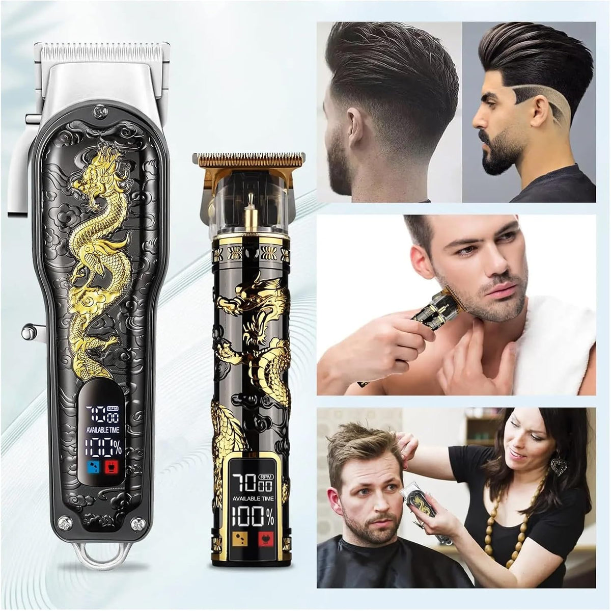 Razors Hair Clipper Electric LCD Hair Trimmer Cordless Shaver Trimmer 0mm Men Barber Hair Cutting Machine for Men Rechargeable USB(3)