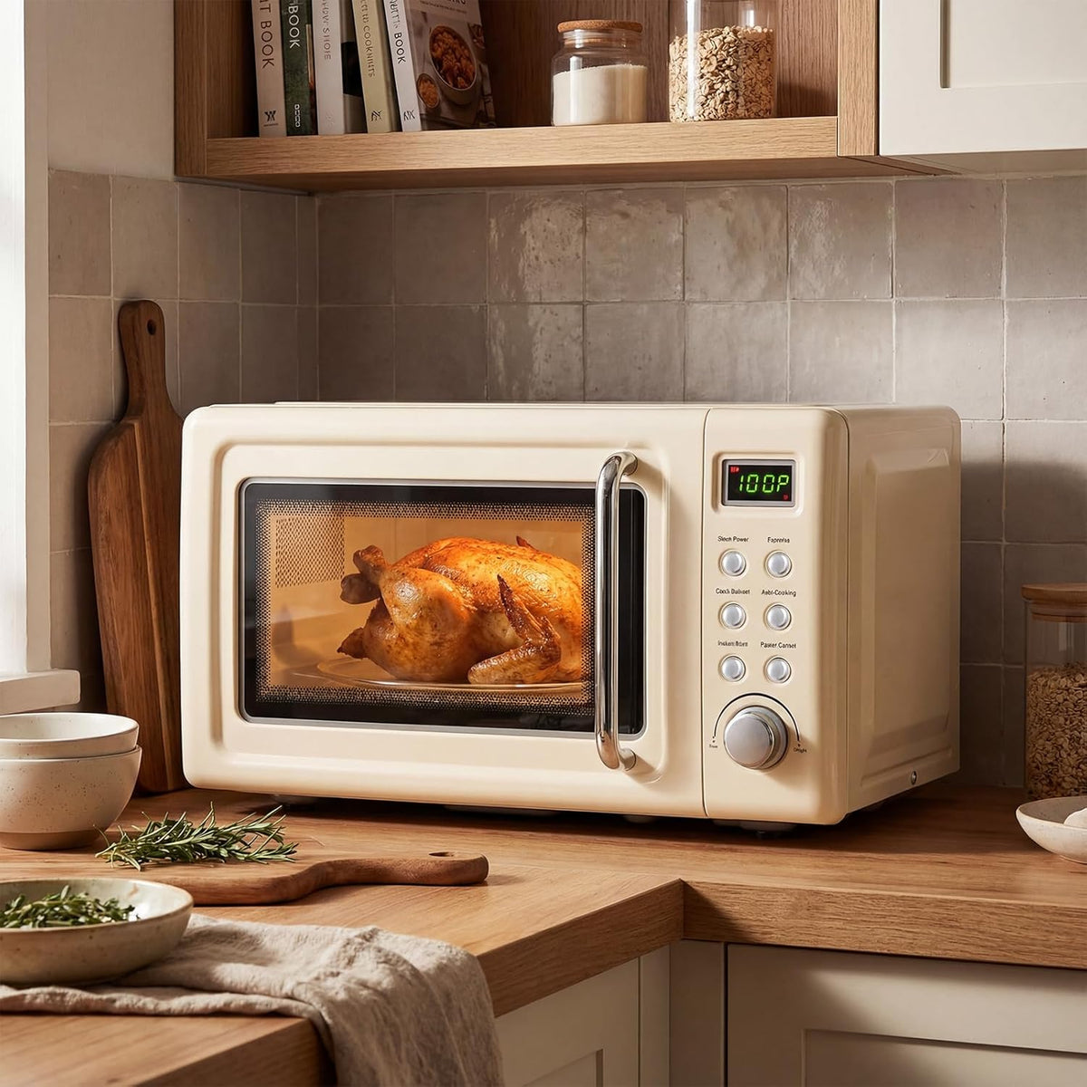 0.7Cu.ft Mini Microwave Countertop w/ 5 Micro Power, 700W
