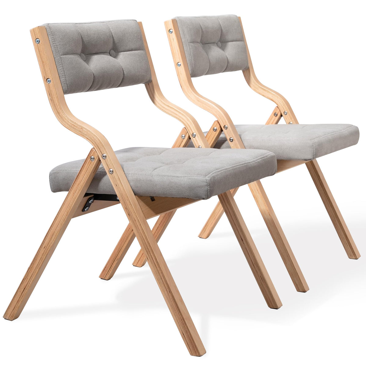 HOMEFUN Folding Chairs with Cushion, Folding Dining Chairs, 2 Pack