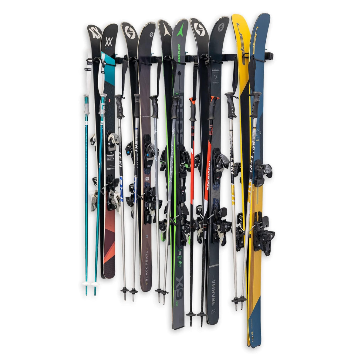 StoreYourBoard Lone Peak Ski Storage Rack and Wall Shelf, Holds 5 Pairs of Skis and Poles, Supports 300 lbs, 46 in x 13.75 in x 16 in