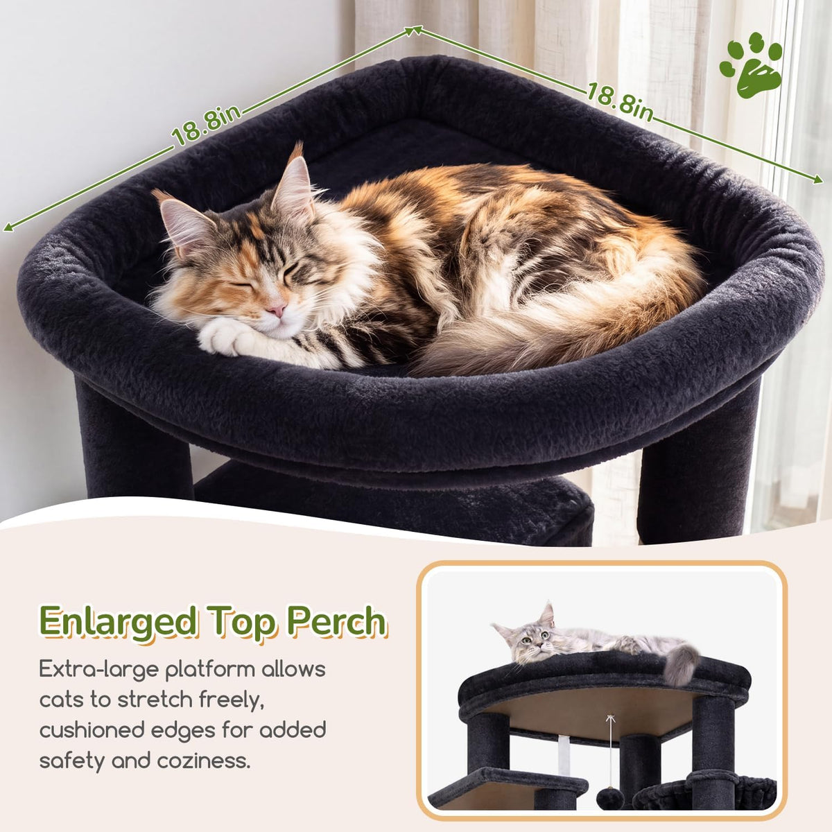 Globlazer 74in Heavy Duty Cat Tree Tower for Indoor Cats Large Adult, S74