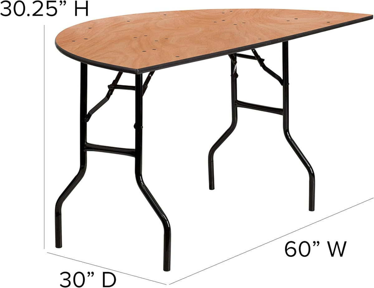 BizChair 5-Foot Half-Round Wood Folding Banquet Table