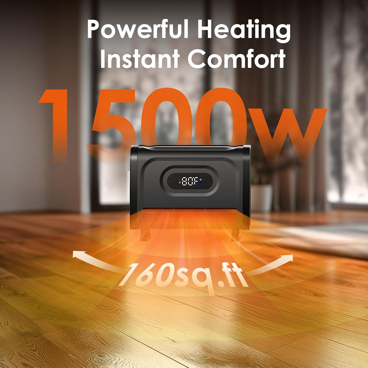 Air Choice Infrared Space Heater, 1500W Wall Heater with Attachable Feet, Adjustable Thermostat, Remote, 12H Timer, Safety Child Lock, Easy-Mount Electric Heating for Indoor Use, Garage, Bathroom