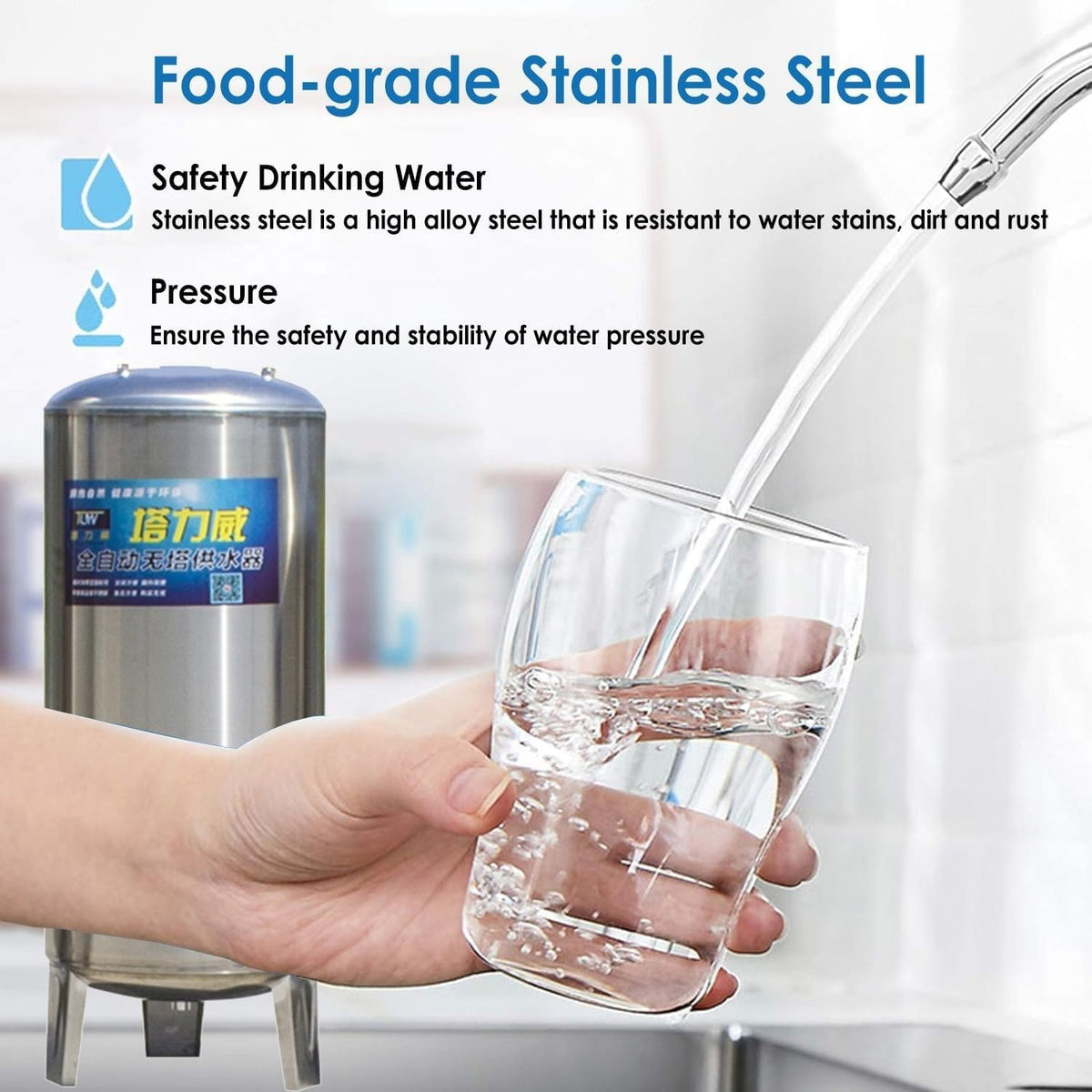 Water Stainless Steel Storage Tank 60 100 160 200 250 300 L Water Pressure Tank Stainless Steel for Well Pumps/Water System, Pressurized Barrels w/Mounting Kit(60X40cm/23.6x15.7in(60L/15.8Gal
