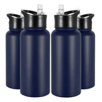 32 oz Insulated Water Bottle Bulk 8 Pack, Stainless Steel Sports Water Bottles with Straw Lid & Wide Mouth Lids, Double Walled Vacuum, Leak Proof, White
