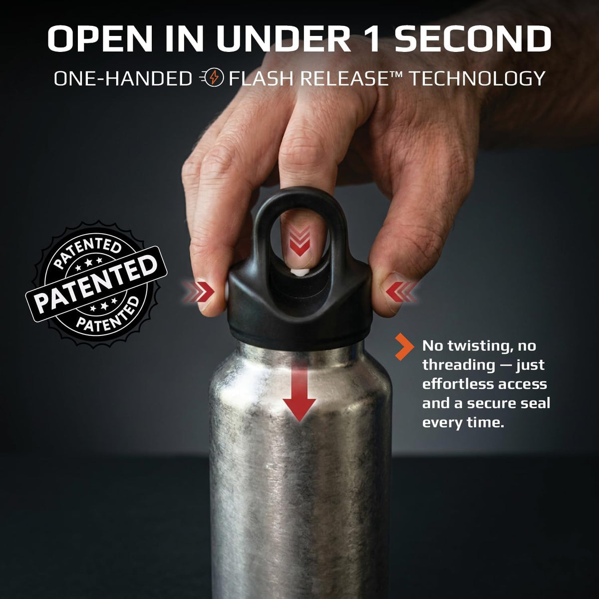 Revomax Titanium Series 20oz (592ml) Insulated Water Bottle, One-Hand Flash Release, Double Wall Vacuum Flask, 36H Cold 18H Hot, Leakproof, BPA Free, Lightweight for Gym, Travel, School - Oxidized